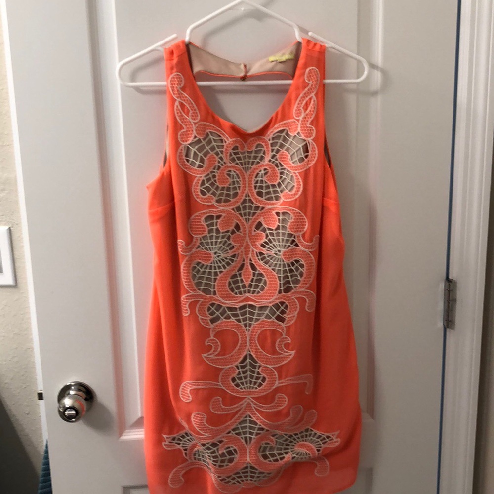 Pink/peach/white size medium above the knee dress